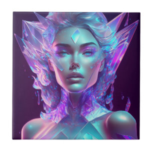Beautiful Ai Art Pretty Icy Glass like Woman Tile