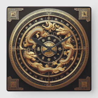 Beautiful AI Chinese Zodiac Square Wall Clock