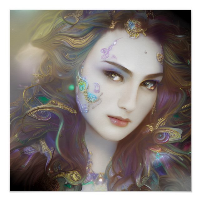 Beautiful AI Generated Woman Glossy Poster (Front)