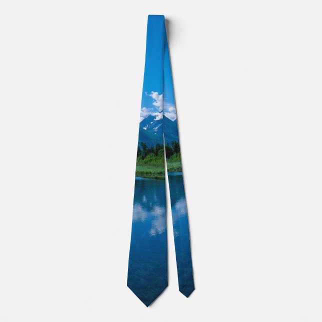 Beautiful Alaska Mountains Landscape Scene Tie (Front)
