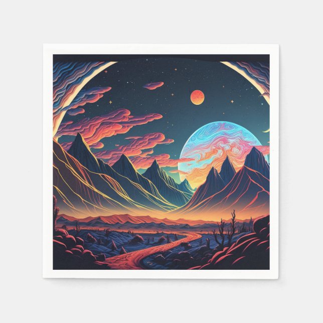  Beautiful Alien planet Napkin (Front)