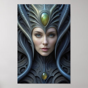 Beautiful Alien Woman - 007 - Fantasy Art Poster