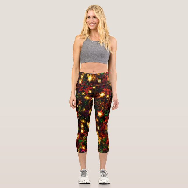 Beautiful All-Over Print Christmas Wallpaper Capri Leggings (Front)