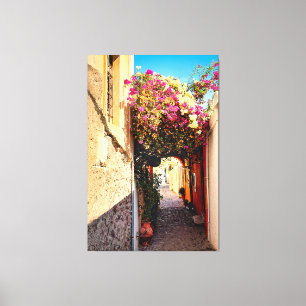 Beautiful Alleyway in Santorini, Greece Canvas Print