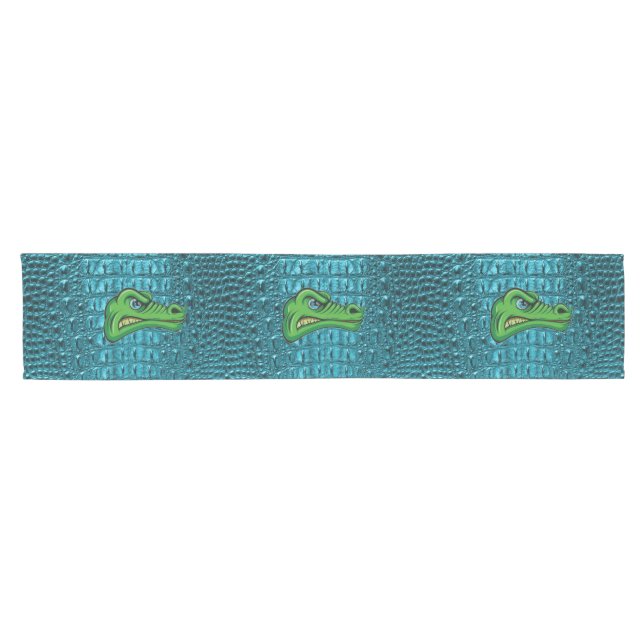 Beautiful Alligator Tooled Leather Short Table Runner (Horizontal)