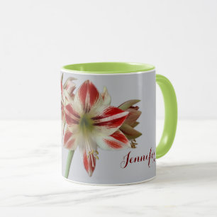 Beautiful Amaryllis flowers and custom+name Mug