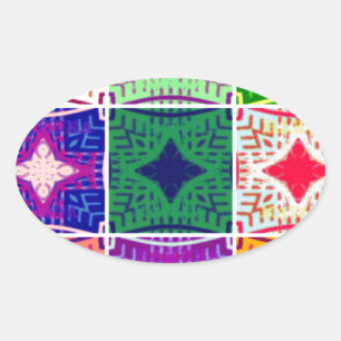 Beautiful Amazing African Chequered Print pattern Oval Sticker