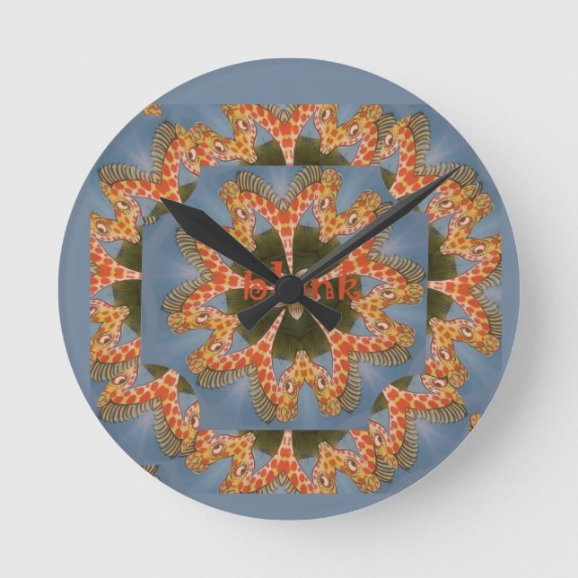 Beautiful amazing African colorful Giraffe blank Round Clock (Front)
