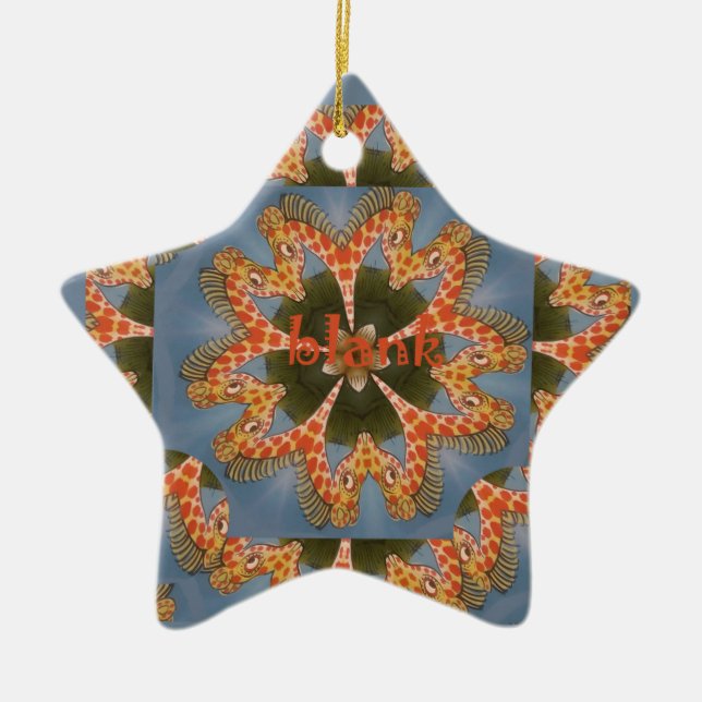 Beautiful amazing African colourful Giraffe blank Ceramic Tree Decoration (Front)