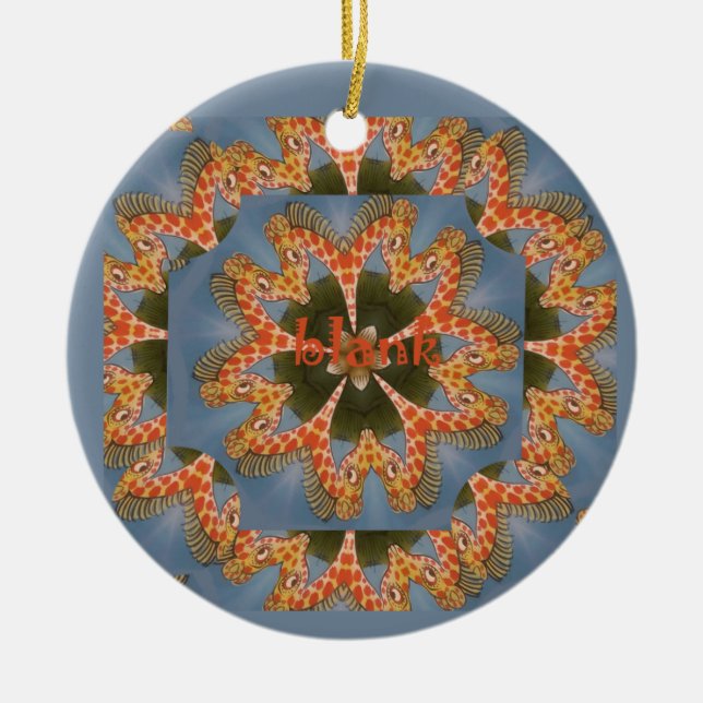 Beautiful amazing African colourful Giraffe blank Ceramic Tree Decoration (Front)