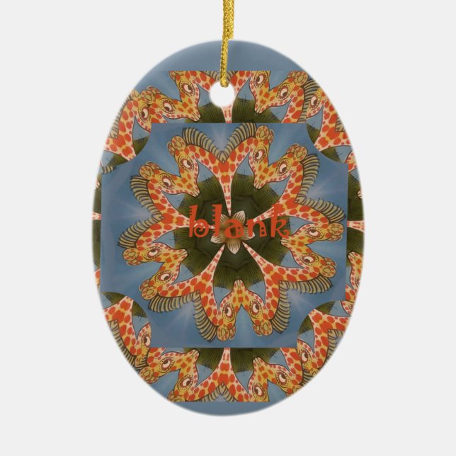 Beautiful amazing African colourful Giraffe blank Ceramic Tree Decoration (Front)