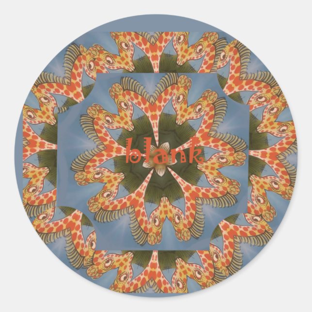 Beautiful amazing African colourful Giraffe blank Classic Round Sticker (Front)
