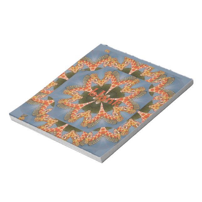 Beautiful amazing African colourful Giraffe blank Notepad (Rotated)