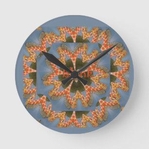 Beautiful amazing African colourful Giraffe blank Round Clock