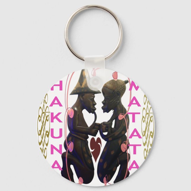 Beautiful  Amazing African Couple: A Romantic Art Key Ring (Front)