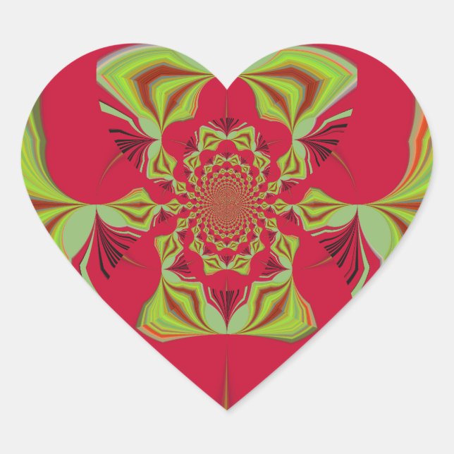 Beautiful Amazing African Red yellow Motif Pattern Heart Sticker (Front)