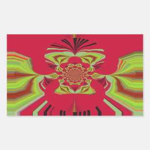 Beautiful Amazing African Red yellow Motif Pattern Rectangular Sticker