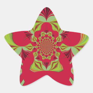 Beautiful Amazing African Red yellow Motif Pattern Star Sticker