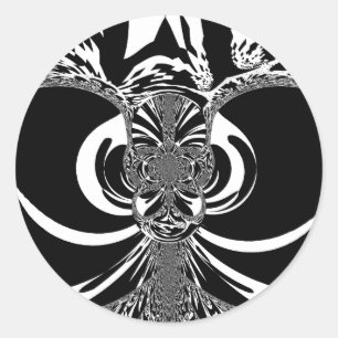 Beautiful amazing African white black Print art Classic Round Sticker