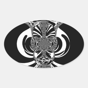  Beautiful amazing African white black Print art Oval Sticker