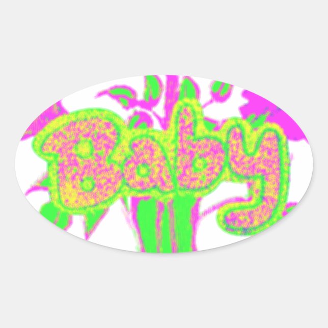 Beautiful Amazing Baby Pink Inspirational Floral  Oval Sticker (Front)