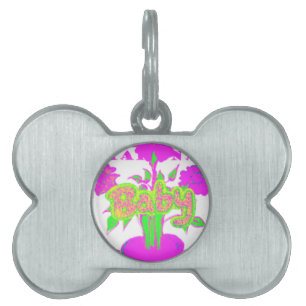 Beautiful Amazing Baby Pink Inspirational Floral  Pet Name Tag