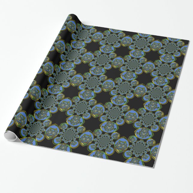 Beautiful amazing blue yellow wrapping paper (Unrolled)