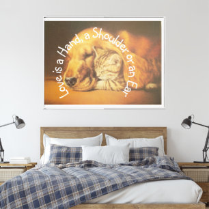 Beautiful Amazing Cat and Dog Cuddling Art Print