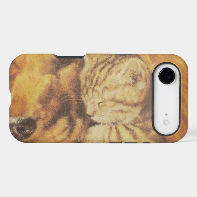 Beautiful Amazing Cat and Dog Cuddling Art Print (Back (Horizontal))