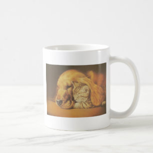 Beautiful Amazing Cat and Dog Cuddling Art Print Coffee Mug