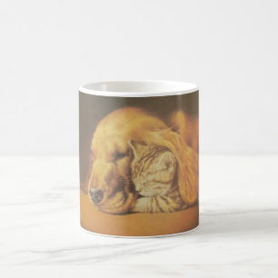 Beautiful Amazing Cat and Dog Cuddling Art Print Coffee Mug
