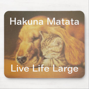 Beautiful Amazing Cat and Dog Cuddling Art Print Mouse Mat