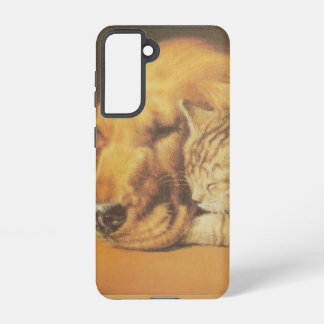 Beautiful Amazing Cat and Dog Cuddling Art Print Samsung Galaxy Case