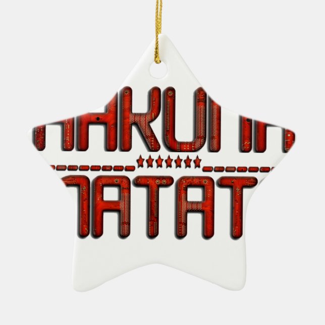 Beautiful Amazing Embossed Red Hakuna Matata Text  Ceramic Tree Decoration (Front)