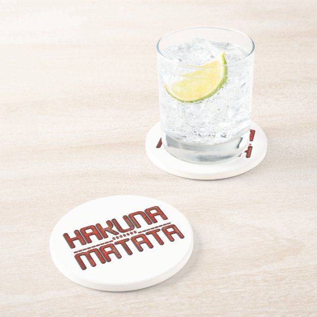 Beautiful Amazing Embossed Red Hakuna Matata Text  Coaster (Side)