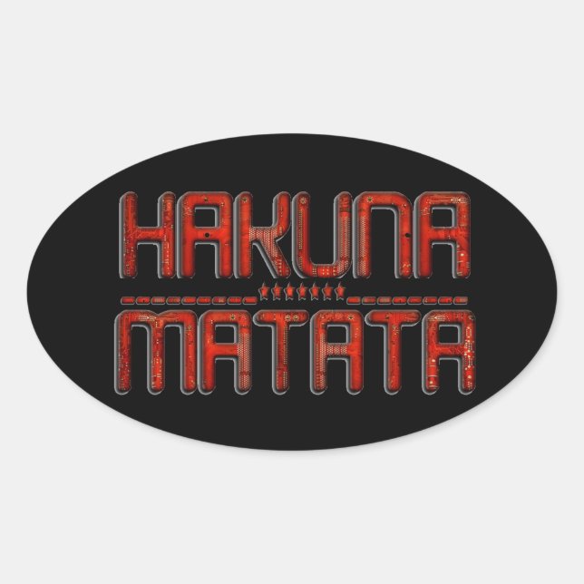 Beautiful Amazing Embossed Red Hakuna Matata Text  Oval Sticker (Front)