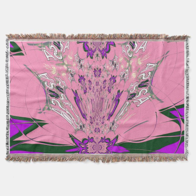 Beautiful amazing floral pattern design art throw blanket (Front)