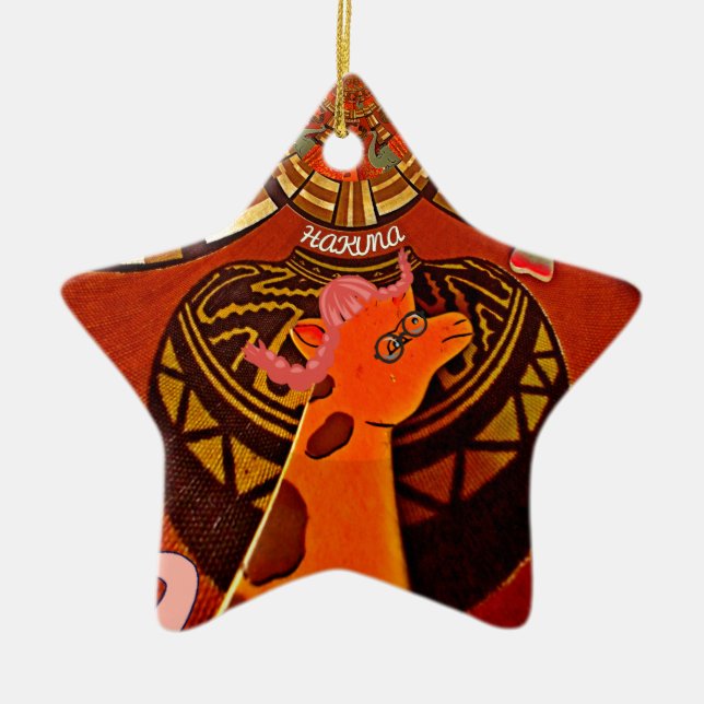 Beautiful Amazing Giraffe  love safari animals  Ceramic Tree Decoration (Front)