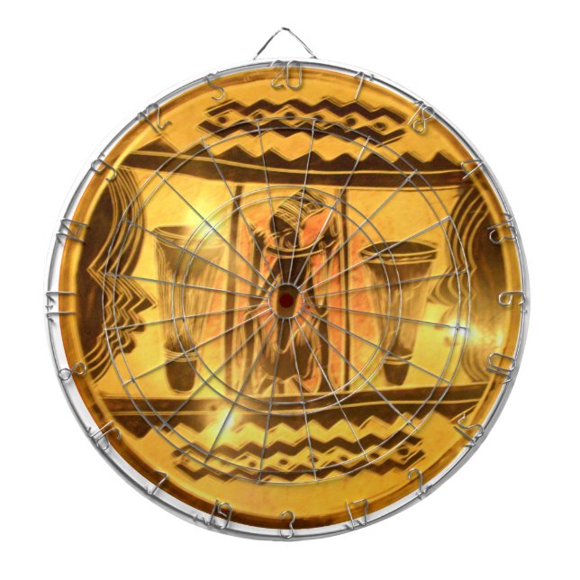 Beautiful Amazing Golden Red African Drummers Dartboard (Front)
