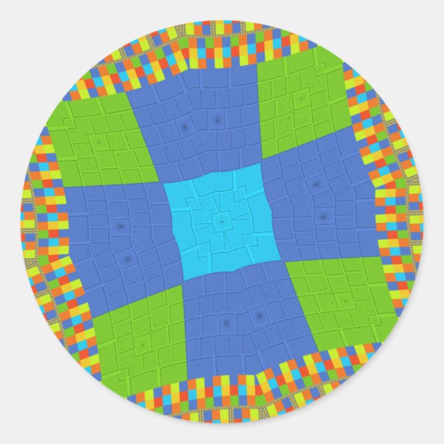 Beautiful Amazing Green Blue Cyan Art Print Design Classic Round Sticker (Front)