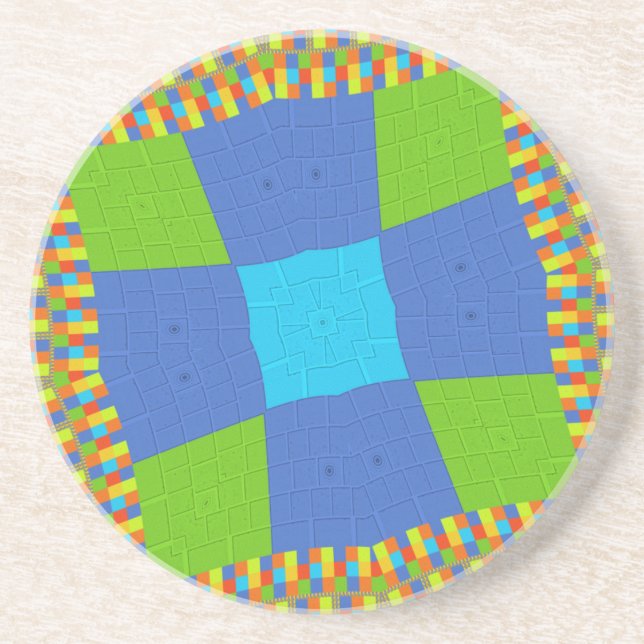 Beautiful Amazing Green Blue Cyan Art Print Design Coaster (Front)