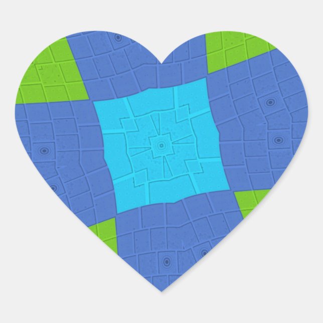 Beautiful Amazing Green Blue Cyan Art Print Design Heart Sticker (Front)