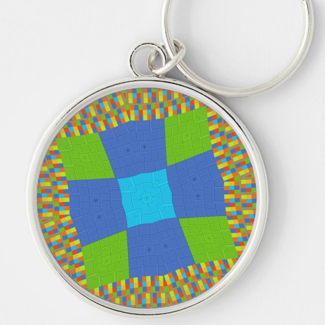Beautiful Amazing Green Blue Cyan Art Print Design Key Ring (Front)