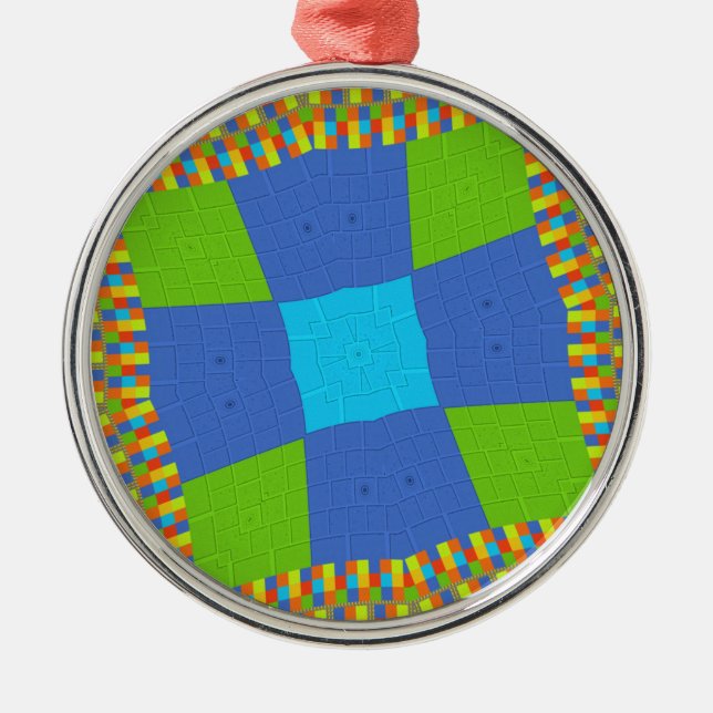 Beautiful Amazing Green Blue Cyan Art Print Design Metal Tree Decoration (Front)