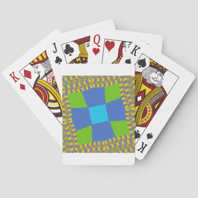 Beautiful Amazing Green Blue Cyan Art Print Design Playing Cards (Back)