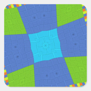 Beautiful Amazing Green Blue Cyan Art Print Design Square Sticker