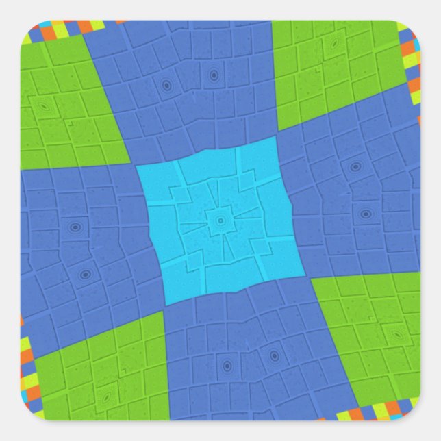 Beautiful Amazing Green Blue Cyan Art Print Design Square Sticker (Front)