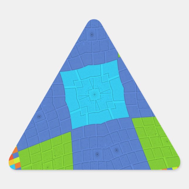 Beautiful Amazing Green Blue Cyan Art Print Design Triangle Sticker (Front)