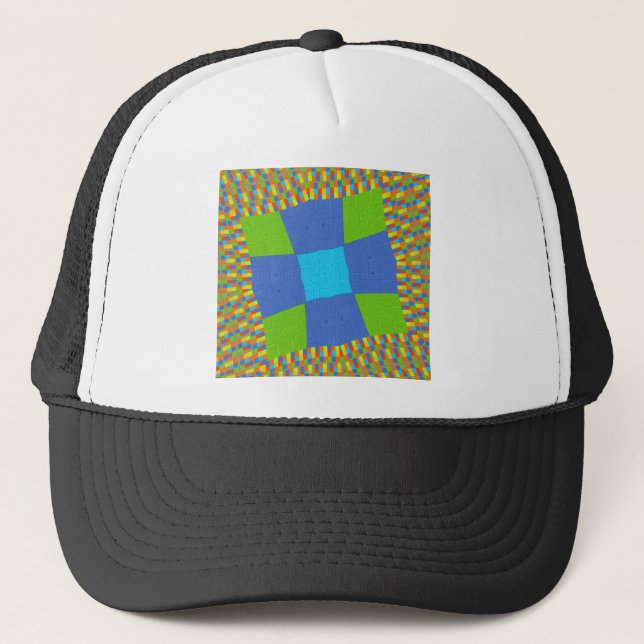 Beautiful Amazing Green Blue Cyan Art Print Design Trucker Hat (Front)