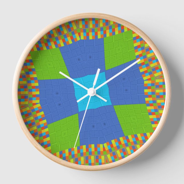 Beautiful Amazing Green Blue Cyan Art Print Design Wall Clock (Front)